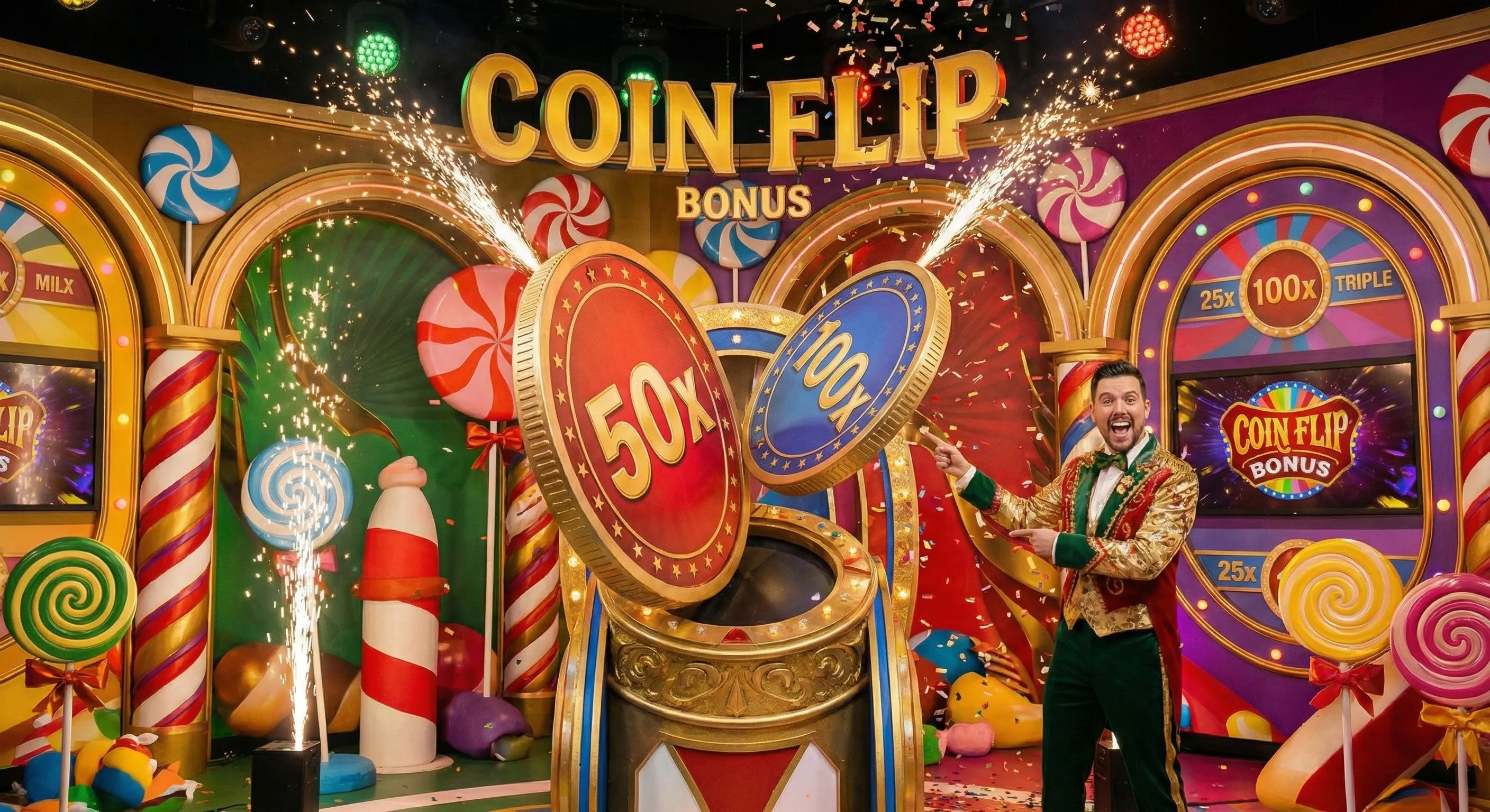 Crazy Time Coin Flip bonus round — red and blue sides